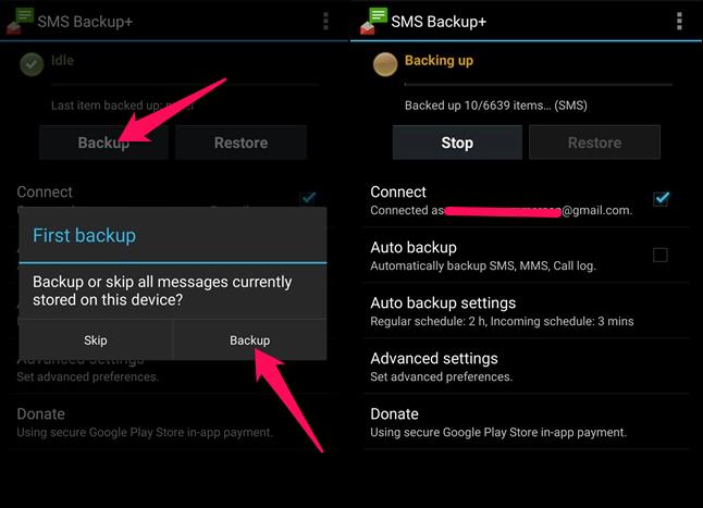 backup usando backup de sms mais