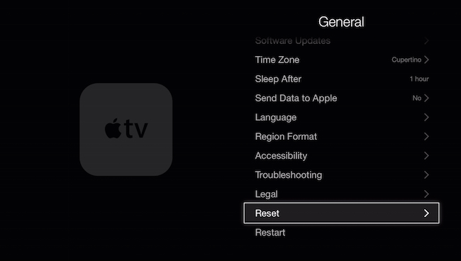 Apple TV zurücksetzen
