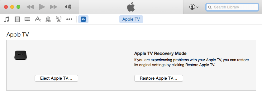 apple tv tilbakestiller iTunes