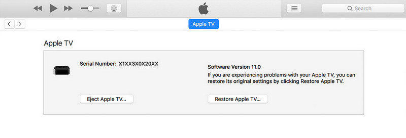 ripristinare apple tv