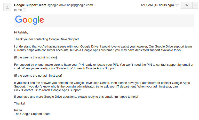 E-mail tramvaje podpory Google