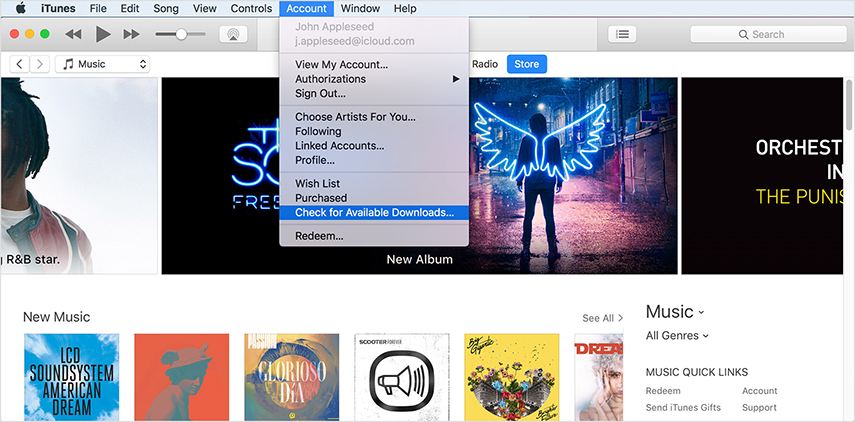 macos itunes sucht nach verfügbaren Downloads