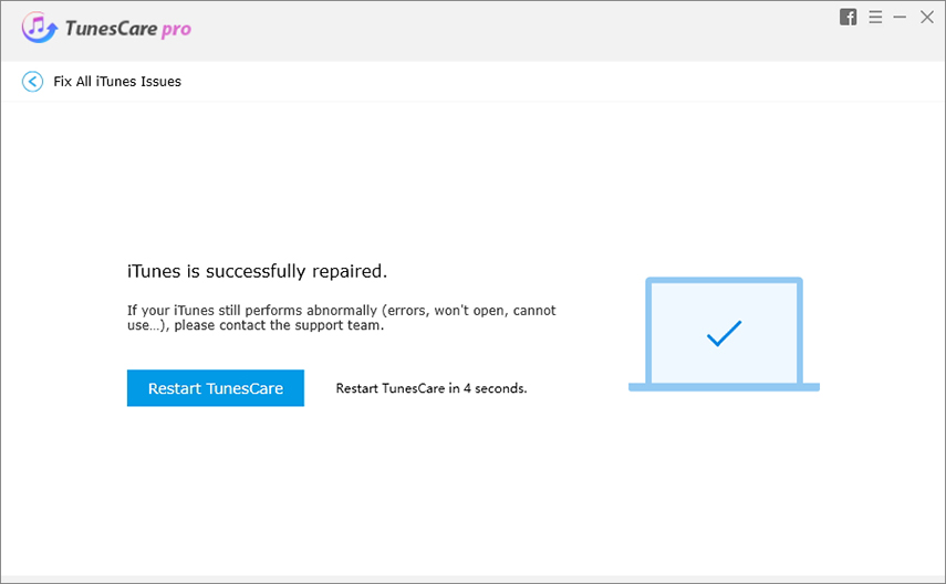 iTunes erfolgreich repariert