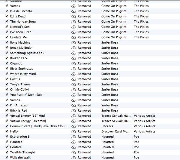 icloud से हटाए गए गाने