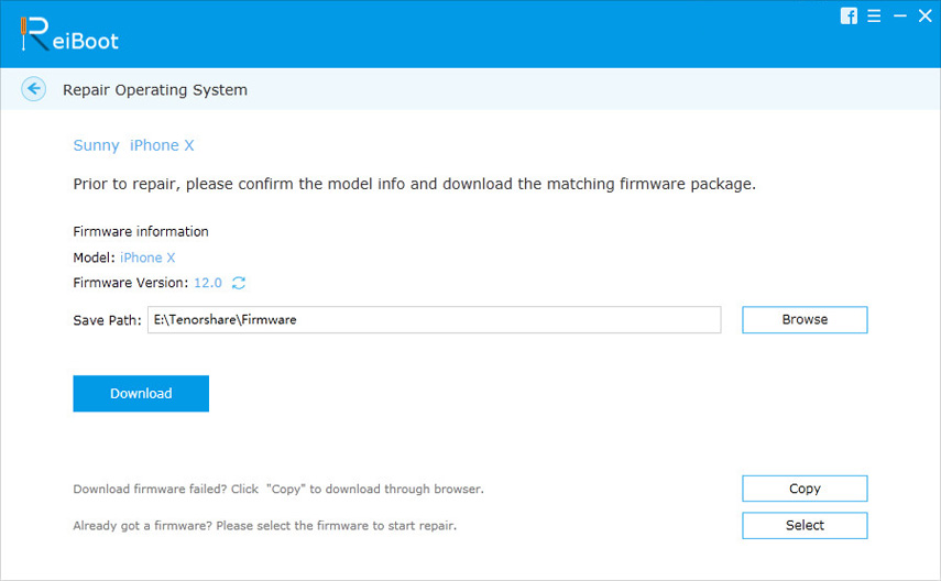 scarica il pacchetto del firmware