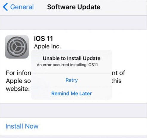 nu poate instala actualizarea pe iOS 11