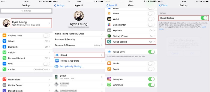 icloudを使用してiPhoneをバックアップする