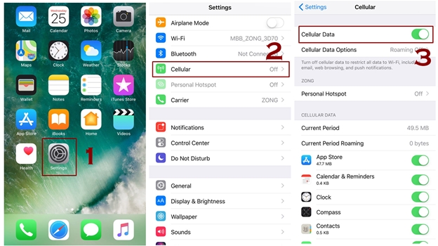 iPhoneでセルラーデータを有効または無効にする