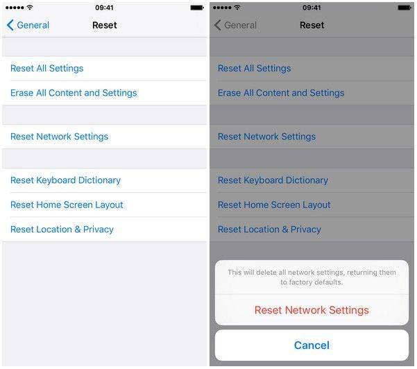 iPhoneのネットワーク設定をリセットします