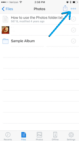 ručně vyberte a nahrajte dropbox