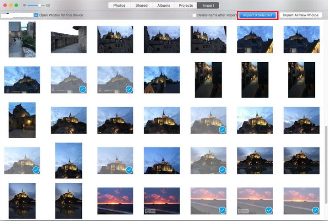 import obrázků fotografie aplikace