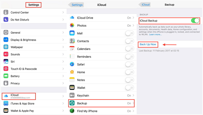 transfer cu icloud