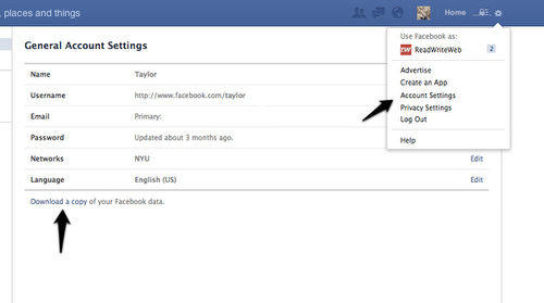 facebook-fiók beállításai