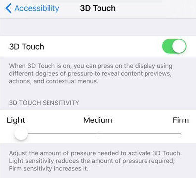 habilitar / deshabilitar 3d touch