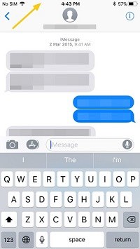 scorrere rapidamente verso l'alto dei messaggi iphone