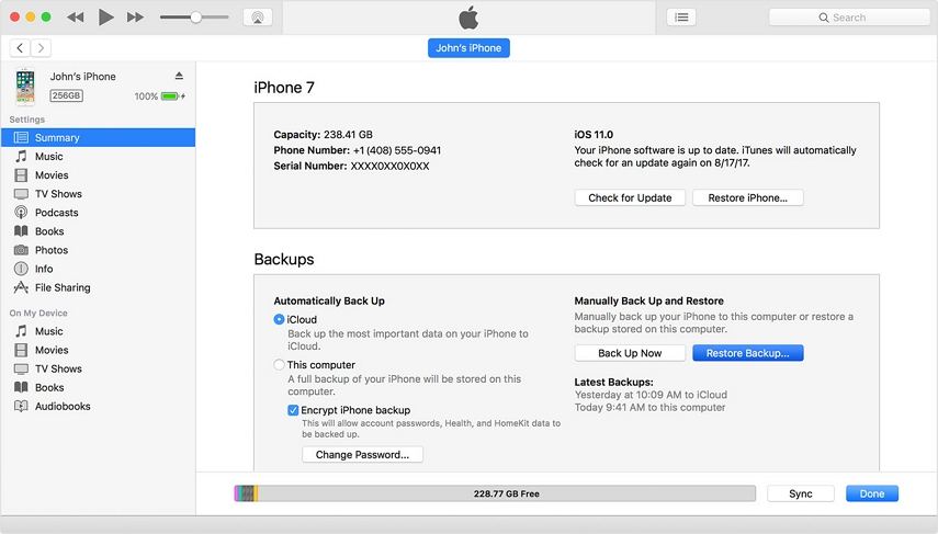Stellen Sie das iPhone in iTunes wieder her