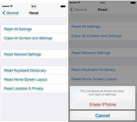 reset alle inhoud op een iPhone