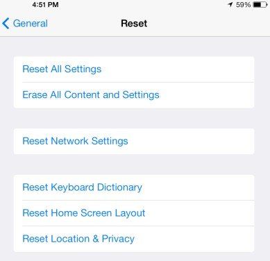 reset všetkých nastavení na iPhone x