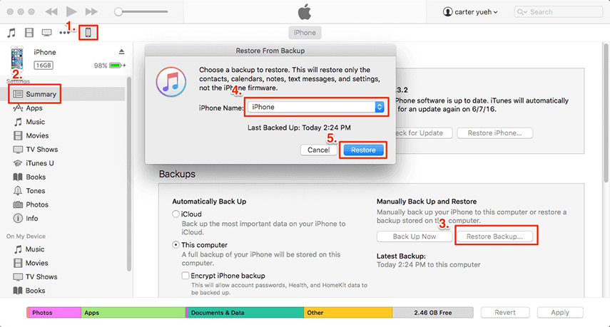pārsūtīt ziņojumus uz iPhone ar iTunes2