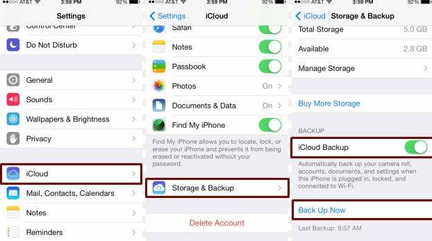 النسخ الاحتياطي القديم فون مع icloud 