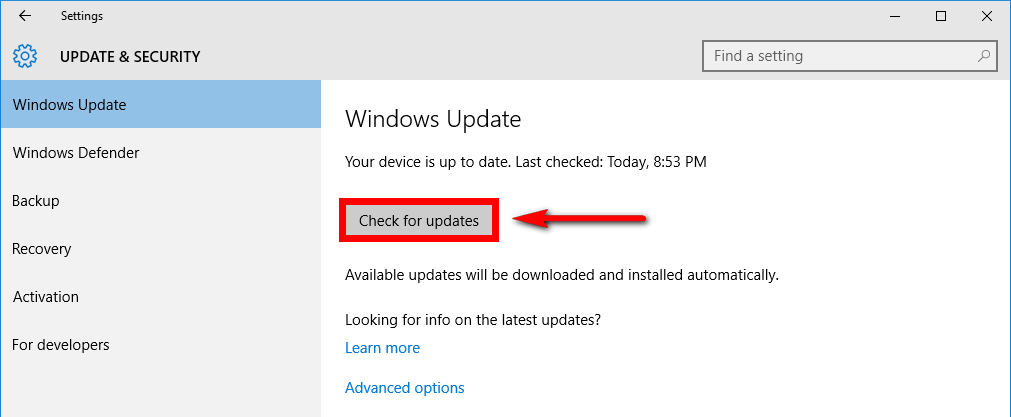 Suchen Sie nach Windows 10-Updates