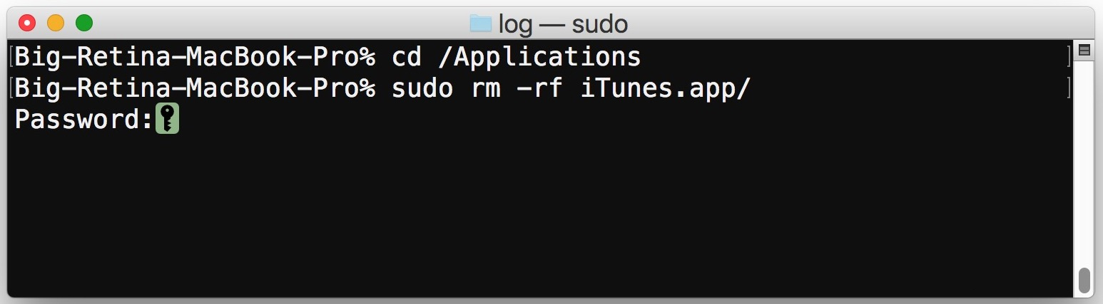 Befehl zum Deinstallieren von iTunes