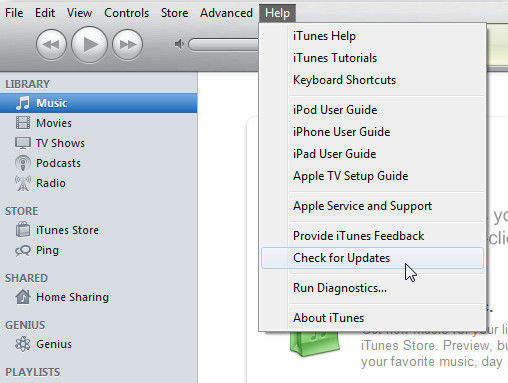 iTunes-Check für Update-PC
