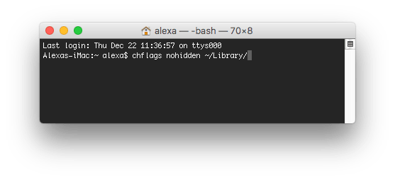 Suche Bibliothek Mac mit Terminal