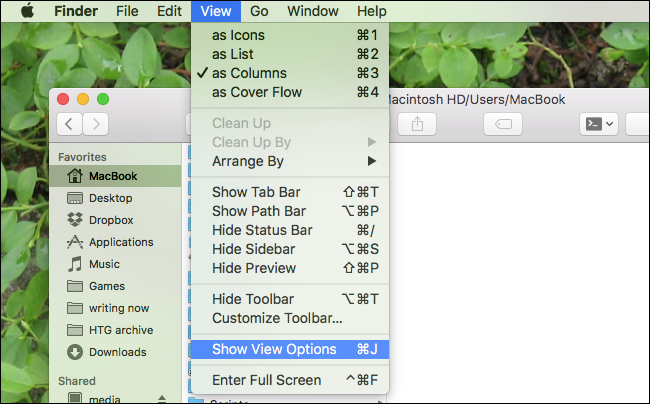 Anzeigeoptionen anzeigen mac