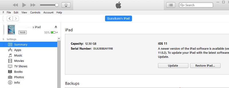 restaurar a la configuración de fábrica con iTunes
