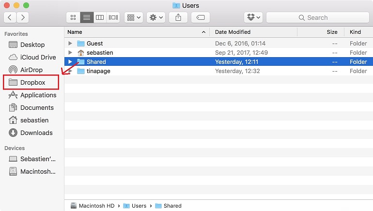 dropbox mappa mac