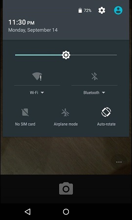 panneau de notification ouvert