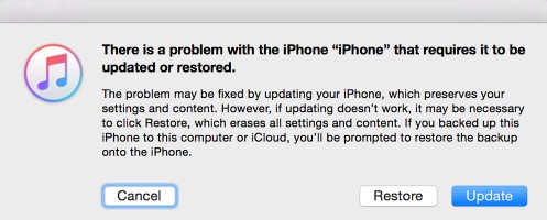 Aktualizace režimu obnovy itunes