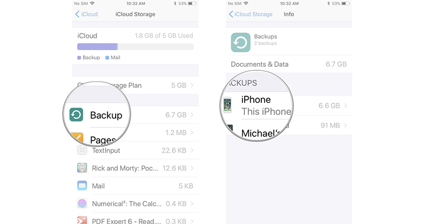 Backups löschen icloud 2