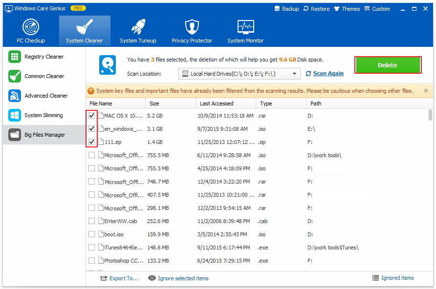 無料のWindowsシステムクリーンアップツール