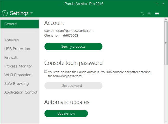 Clave de licencia del código de activación de Panda Antivirus Pro 2016